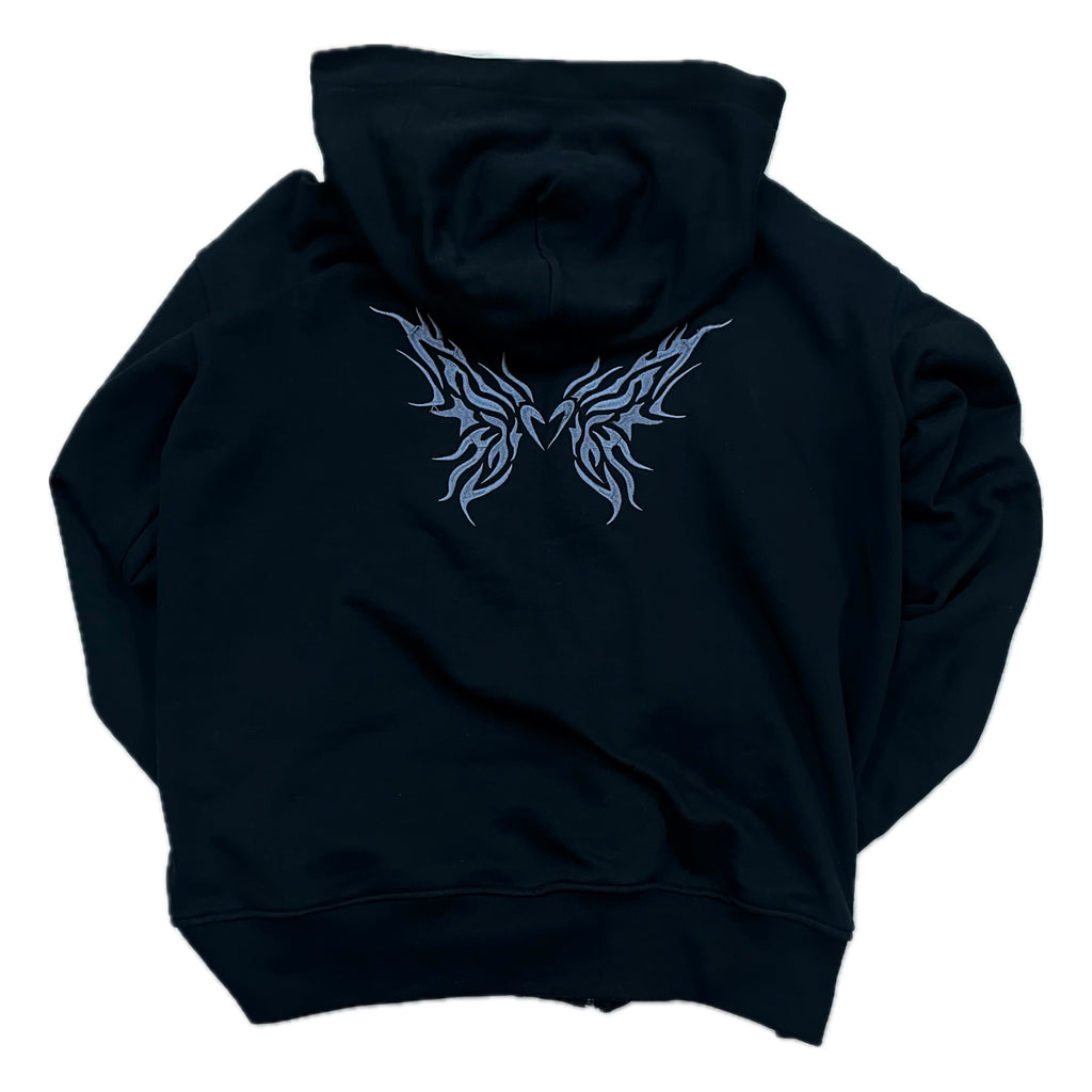 Obsidian Black baggy zipper hoodie