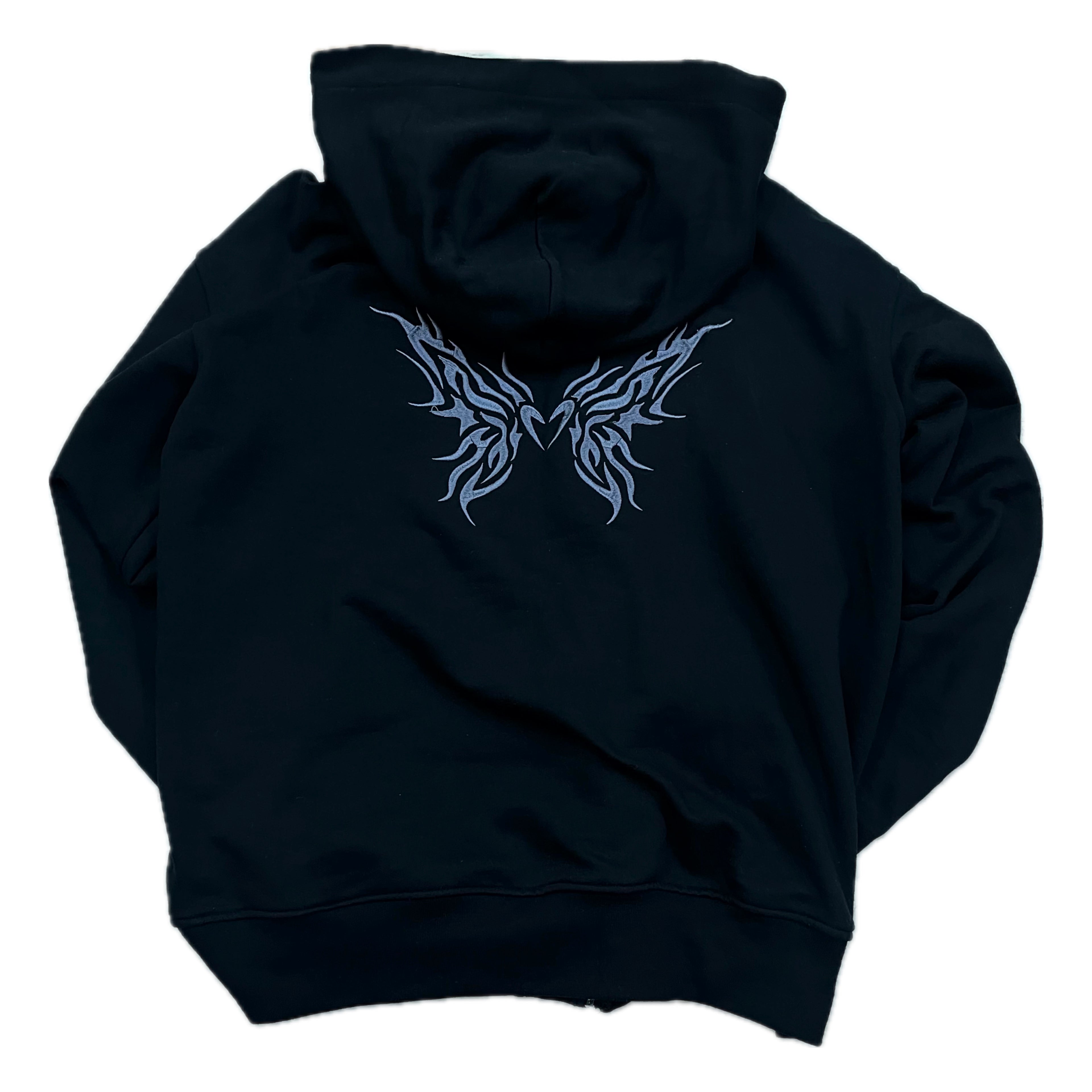 Obsidian Black baggy zipper hoodie