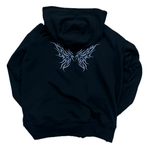 Obsidian Black baggy zipper hoodie